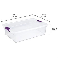 Sterilite 32 Quart Clear View Storage Container Tote w/ Latching Lid, (6 Pack)