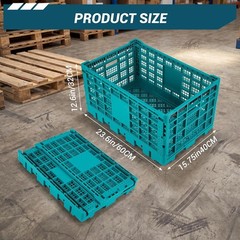 Collapsible Heavy Duty Storage Crate 52L Stackable Plastic Organizer Bin 5PCS