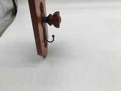 Vtg Red Glass Door Knob Repurposed Into Wall Hook with Mini Shelf Orange Decor