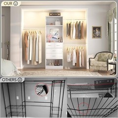 48″-96” Extendable Walk in Closet Organizer System with 4 Drawers ＆ Hanging Rods