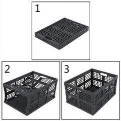 Idotry Plastic Folding Storage Crates Grey Collapsible Basket 28 L Set Of 3