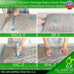 XXL Vacuum Storage Jumbo Bags Comforters Bedding Clothes Space Saver Hand Pump
