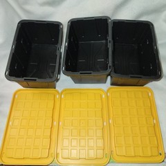Lot of 3~Lowes Mini Totes~Black & Yellow~ mini Container Desk Storage~Small Tote