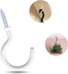 12 Pack Vinyl Coated Ceiling Hooks,Screw-in Mug 1-1/4 Inch, White