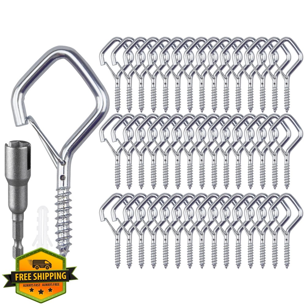 Tuakoie 46 pack ceiling hooks 2.36IN silver screw in