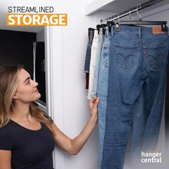 12 Inch Plastic Pants Hangers with Extra Long Clips in Black 25 Pack