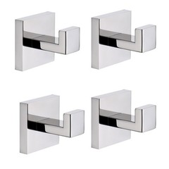 Bath Towel Hooks Polished Chrome, 4 Pack Stainless Steel Robe Coat and Clothe…