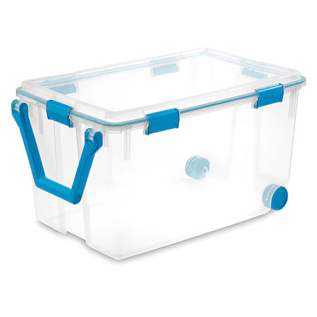 Sterilite 19434303 Storage Tote W/ Lid, 30 Gal, 30-1/4 In L X 19-5/8 In W X