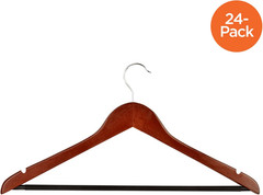 Cherry Wood No Slip Coat Hangers – 24 Pack for Elegant Organization