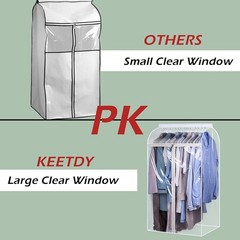 43″ Hanging Garment Bags for Closet Storage Large Clear Window Hanging Clothe…
