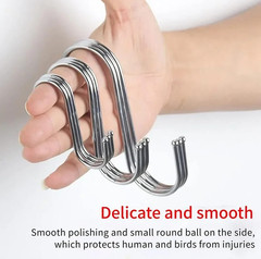 20pcs Stainless Steel S Hooks with Sharp Tip for Kitchen & Hanging Use – NEW