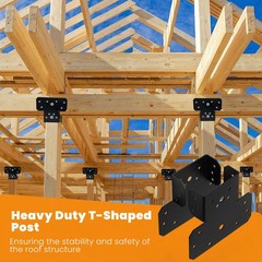 Pergola Brackets, 4 Pcs 6×6 Heavy Duty 3Way T Brackets, Adjustable Steel T Sh…