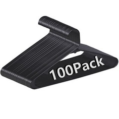 Clothes Hangers (100 Pack) Plastic Premium Quality Gallus Shirt Hanger Black