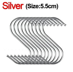 20pcs Stainless Steel S Hooks with Sharp Tip for Kitchen & Hanging Use – NEW