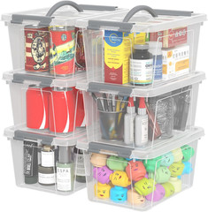 6-Pack 6L Clear Storage Bins with Latch & Handle – Organize Your Space!