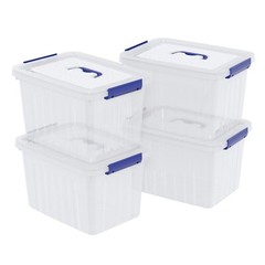 Idotry 12 Quart Plastic Clear Stackable Latching Storage Box Container (4 Packs)