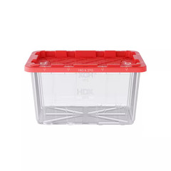 27 Gal. Tough Storage Tote in Clear with Red Lid