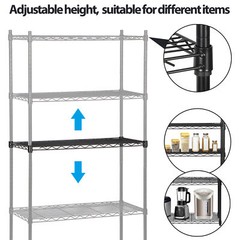 5 Tier Wire Shelves Rack Storage Unit Large Space Adjustable Metal Shelving Blac
