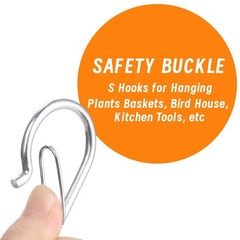 iCafePub 12 PCS S Hooks for Hanging with Safety 3.5 Inch 12 Pcs, Silver