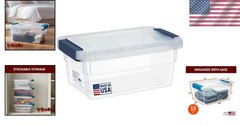 Clear Plastic Storage Bins with Lids 15 Quart Stackable Organizers for Office