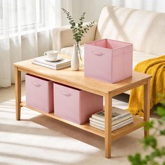 6-Pack 13 Inch Fabric Storage Bins Faux Leather Handle Foldable Cube Organizer