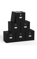 Collapsible Fabric Storage Cubes with Lids, Black 3 Pack (11×11×11 inches) – NEW