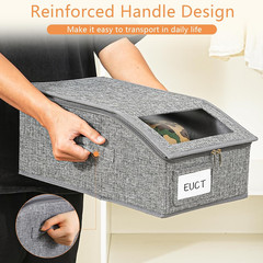 4 Pack Stackable Grey Hat Organizer with Clear Window & Sturdy Handle
