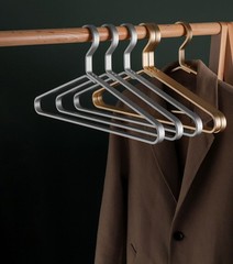 Premium Matte Silvery Aluminum Coat Hangers 6 Piece Set, 17.7” Extra Smooth &…