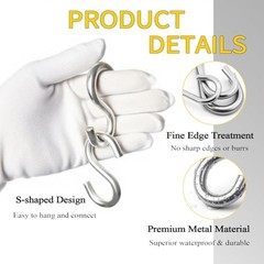 30Stainless Steel 3 Inch S Hooks PCS S Hooks for Hanging Heavy Duty Static 4
