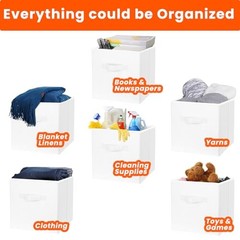 Storage Cubes, 11 Inch Cube Storage Bins for Shelves 10 Pack – 11 inches White