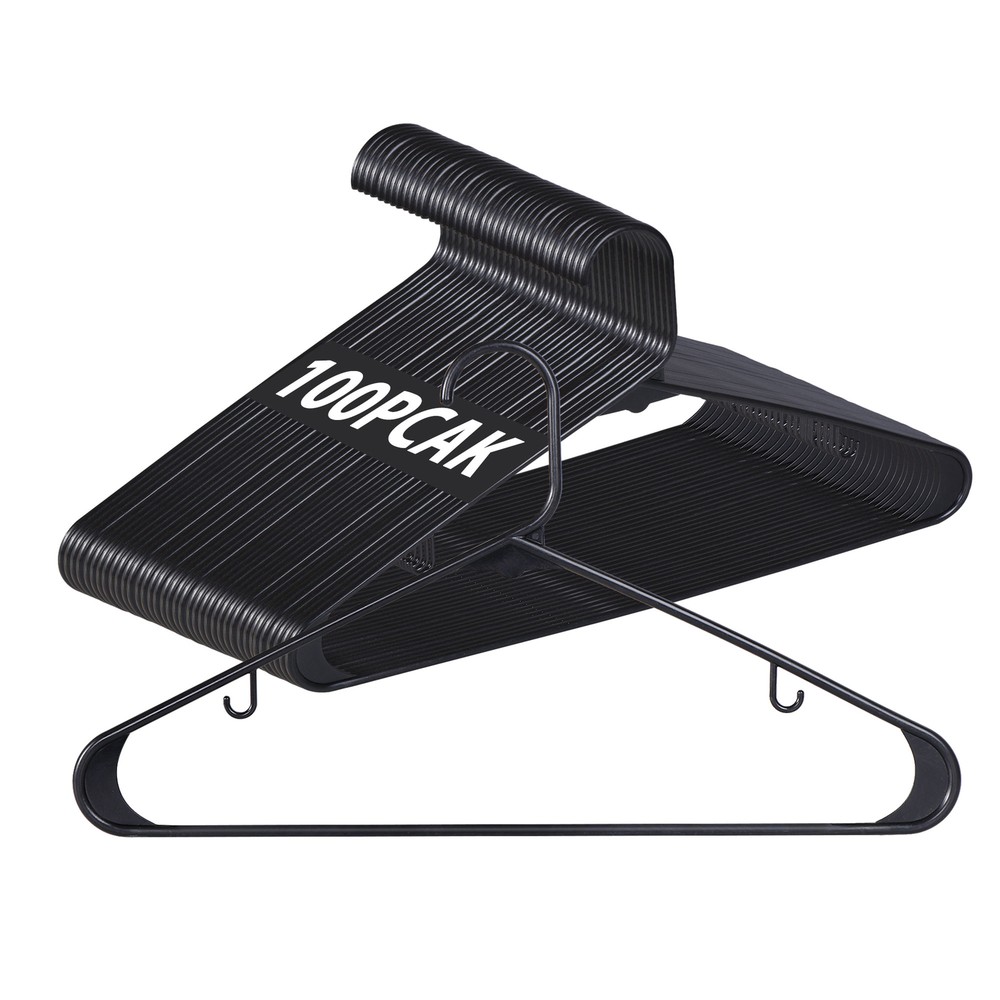 Premium Quality Clothes Hangers (100 Pack) Plastic Gallus Shirt Hanger Black