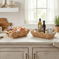 Natural Woven Wicker Baskets for Storage & Organizing – 2 Pack