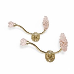 Anthropologie Pink Glass & Gold Etoile Hooks for Hats, Coats & More Set of 2