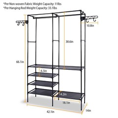 Heavy Duty Clothing Garment Rack Shoes Shelves Clothing Organizer Bedroom Holder