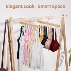 Bra Hanger for Closet 2 Pack Premium Wood Tank Top Hanger Space Saving