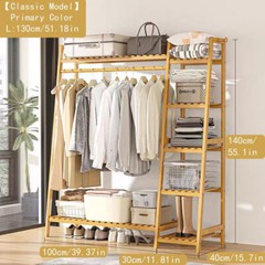 Colourtree Bamboo Clothing Rack 59″ W Rack Heavy Duty Top Shelf Hanging Rod