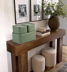 Faux Leather Decorative Storage Boxes, Dust proof Storage Shelf Baskets with …
