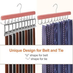 Cedar 2 Pack 2 in 1 Belt Tie Hanger Closet Organizer Max 60 Belts Capacity