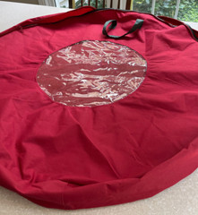Christmas Holiday Red Wreath Zip Storage Bag w/ Peekaboo Window 36”x 36” x 5”