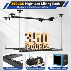 GADFISH Garage Ceiling Lift Storage Rack 350LBS