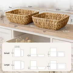 Set of 2 Natural Wicker Storage Baskets for Organizing and Gifts
