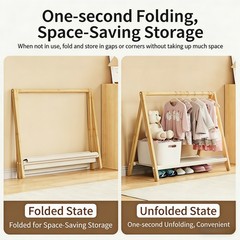 Foldable Wood Clothes Rack, Freestanding, Floor-standing