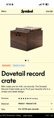Record LP Crate, Storage Box, Solid Walnut, Dovetail Joinery, Symbol Audio