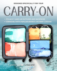 6 Piece Compression Packing Cubes Lightweight Travel Organizer Set