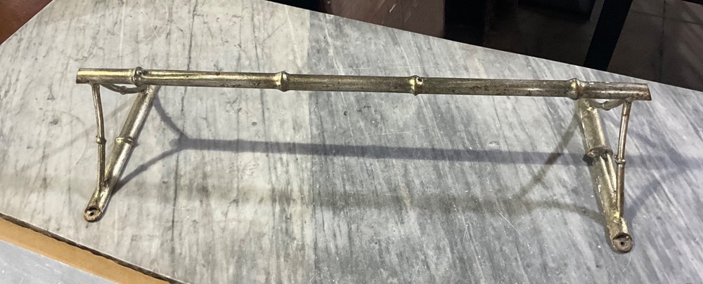 Vintage Set SILVER Metal Faux Bamboo Towel Racks Hollywood Regency 1970s Spain