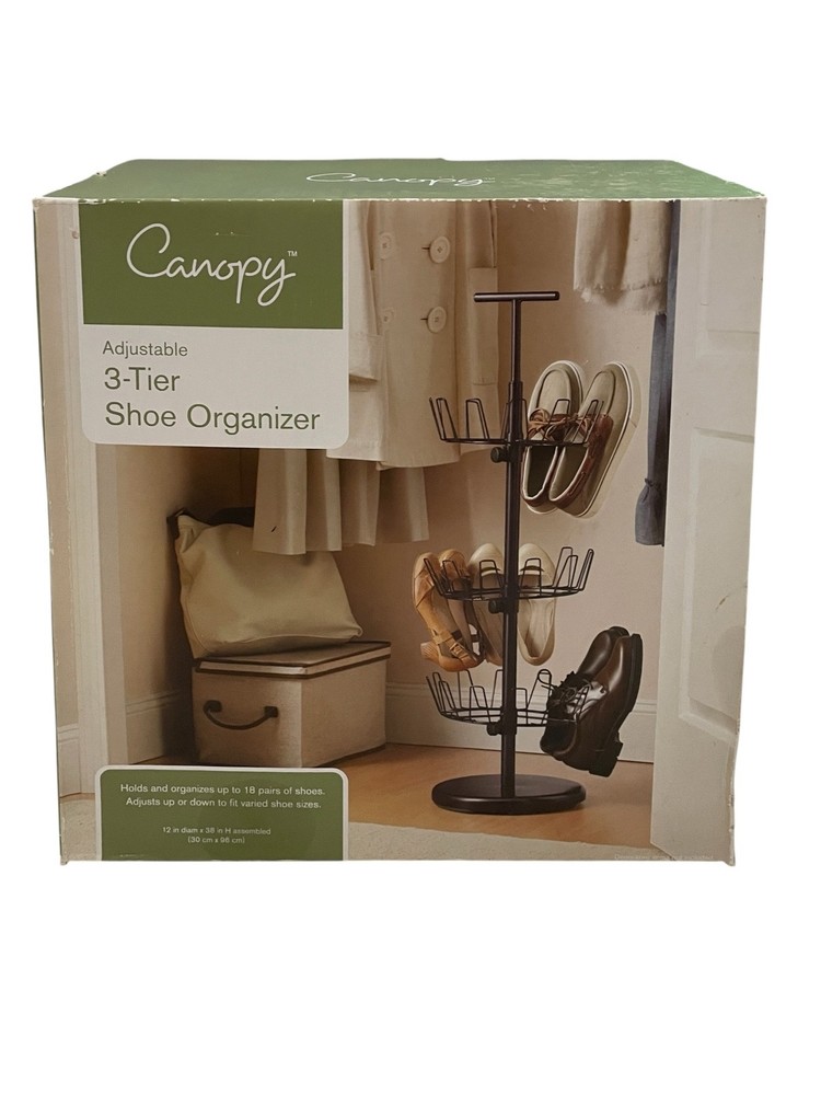 OBO👟⭐ NEW CANOPY 3-TIER ADJUSTABLE SHOE ORGANIZER FREESTANDING STORAGE RACK 👟⭐