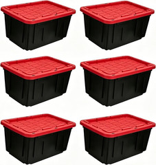 6-Pack 27 Gallon Large Plastic Storage Totes with Snap-On Lids, Durable Stackabl