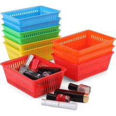 10 Pack Mini Storage Baskets Bins, Plastic Organizer Basket, Colorful Shelf and