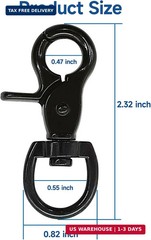 10PCS Trigger Snap Hooks 2.32” x 0.82” Zinc Alloy Black Swivel Snap Hooks Heav