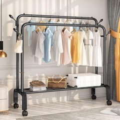 59 in Clothing Garment Rack Rolling Clothes Organizer Double Rails Heavy Duty